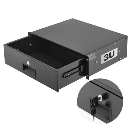 3U Rack Mount Drawer – 19-Inch, Lockable, 50 lb