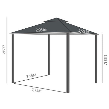 Double roof marquee, waterproof UV protection, dark grey