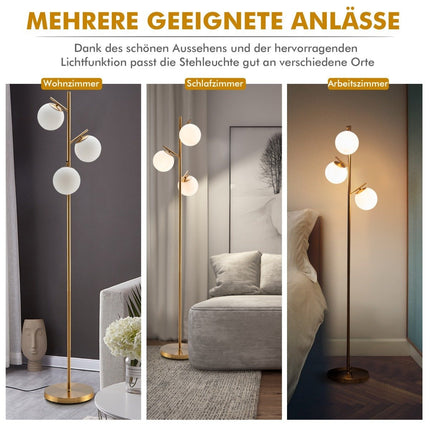 3-bulb floor lamp with practical foot switch & E27 bulb base reading lamp