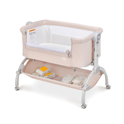 3-in-1 Baby Bassinet, Adjustable Height Bedside Sleeper, Beige