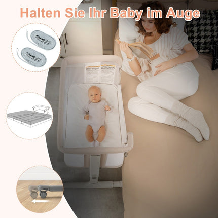 3-in-1 Baby Crib, Bassinet & Bedside Sleeper with Mattress