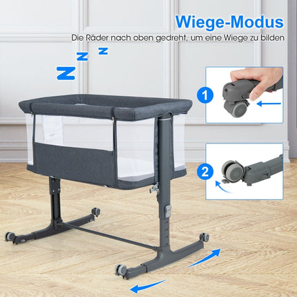 3-in-1 Baby Crib & Bassinet with Mattress, Dark Grey