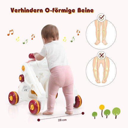 3-in-1 Baby Walker with Music and Lights, Pink, 46 cm
