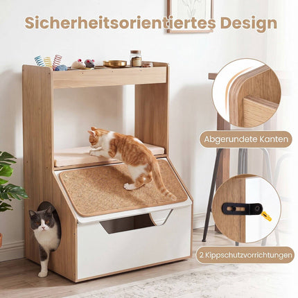 3-in-1 Cat House Cabinet with Cushion and Scratching Pad