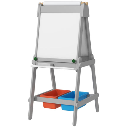 3-in-1 children's easel: blackboard, whiteboard, storage - gray