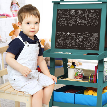 3 in 1 Children's Easel Children's Board Double-Sided Whiteboard & Chalkboard & Drawing Paper 59 x 50 x 117 cm Blue