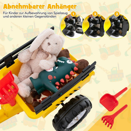 3-in-1 Children's Ride-On Excavator Bulldozer with 6 Wheels 178 x 42 x 60 cm Yellow