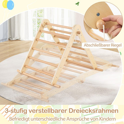 3-in-1 Climbing Frame: Triangle, Ladder & Rocker, Foldable Wood