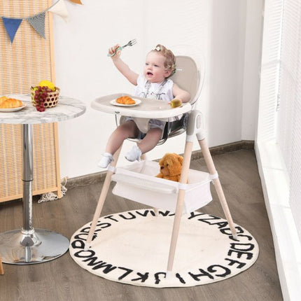 3-in-1 Convertible Baby High Chair, Height Adjust, Grey