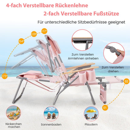 3-in-1 Folding Beach Chair with Footrest & Cushion