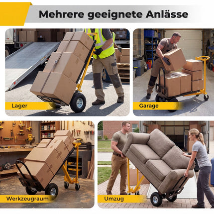 3 in 1 Folding Hand Truck with Pneumatic Tires, 136 kg Capacity