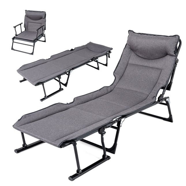 3 in 1 Folding Sun Lounger with Adjustable Backrest