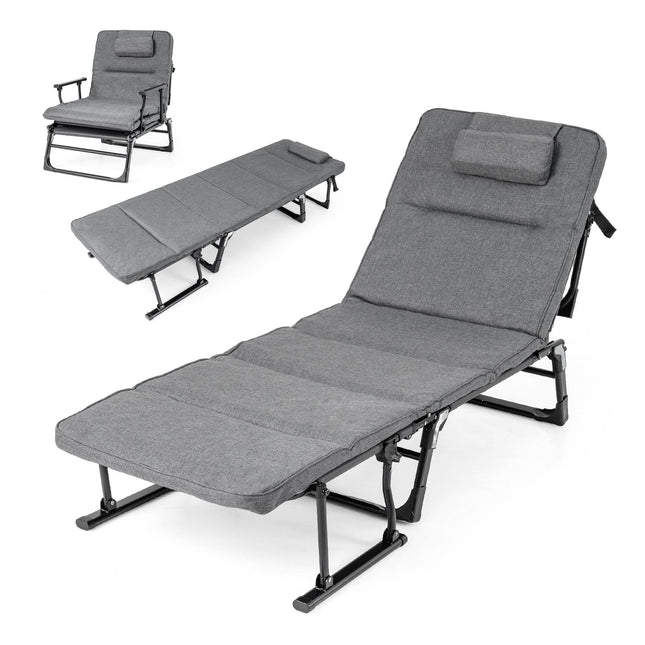 3 in 1 Folding Sun Lounger with Adjustable Backrest and Headrest