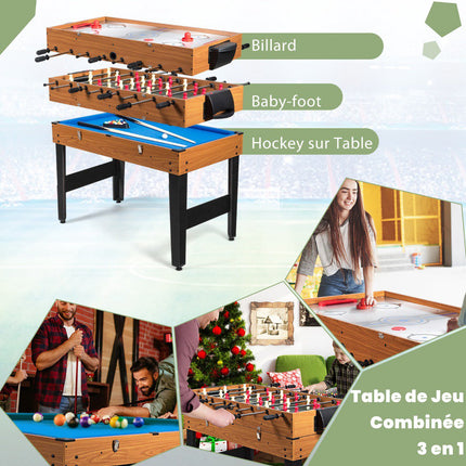 3-in-1 Game Table, 48-Inch Foosball Pool Slide Hockey