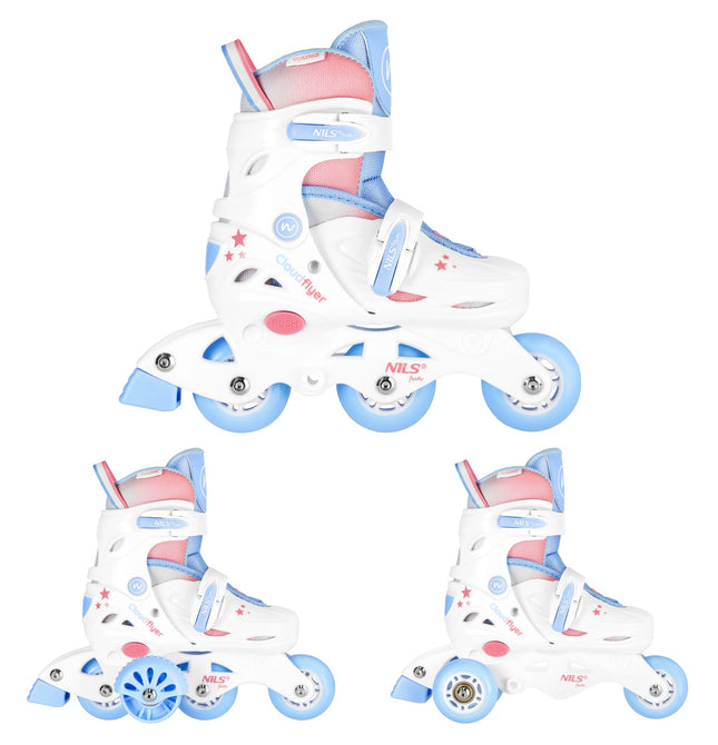 3-in-1 Inline/Quad Skates, White, Size XS-S (30-33)