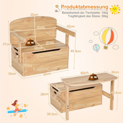 3-in-1 Kids Activity Table Set with Desk & Storage