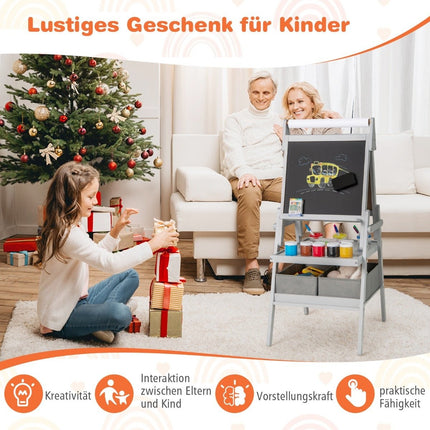 3-in-1 Kids Easel with Chalkboard, Whiteboard & Paper Roll