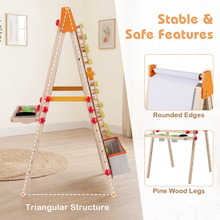 3-in-1 Kids Easel with Magnetic Whiteboard & Chalkboard