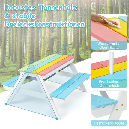 3-in-1 Kids Outdoor Activity Table with Umbrella
