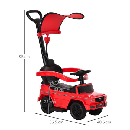 3-in-1 Kids Ride-On Car with Push Handle, Red, 18-36 Months
