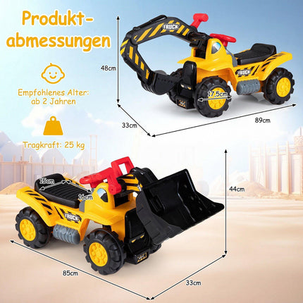 3-in-1 Kids Ride-On Excavator Bulldozer with Sound & Helmet