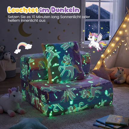 3-in-1 Kids Sofa Bed, Glow-in-the-Dark, Washable Cover