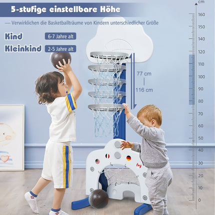 3-in-1 Kids Sports Set: Adjustable Basketball, Soccer, Golf
