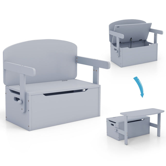 3-in-1 Kids Table Set with Storage, Wood, Gray