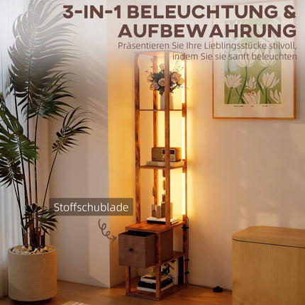3-in-1 LED Floor Lamp with Shelves and Foot Switch