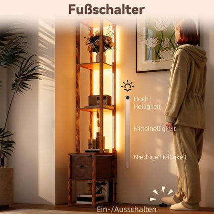 3-in-1 LED Floor Lamp with Shelves and Foot Switch