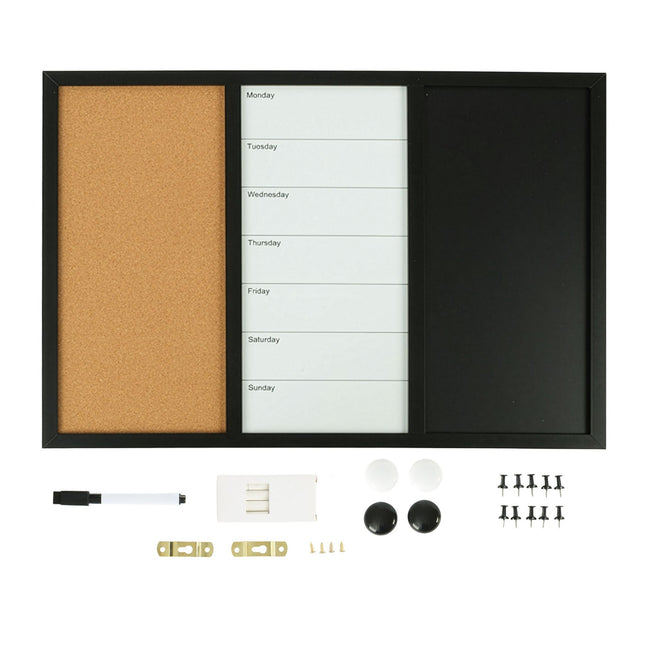 3-in-1 Memo Board with Cork, Whiteboard, Planner
