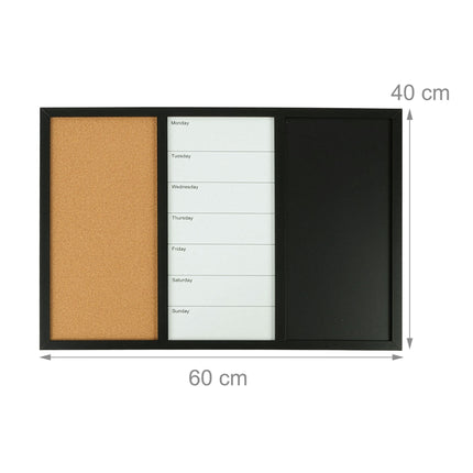 3-in-1 Memo Board with Cork, Whiteboard, Planner
