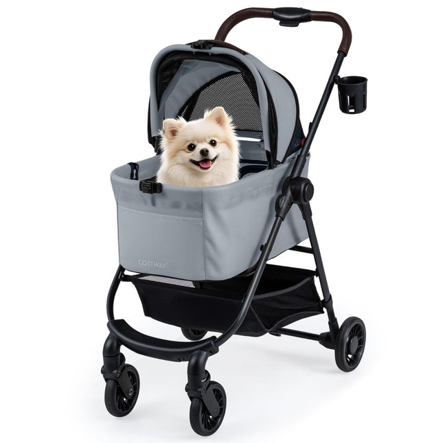 3-in-1 Pet Stroller with Detachable Carrier, Grey