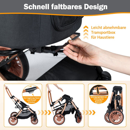 3-in-1 Pet Stroller with Sunshade & Safety Leash