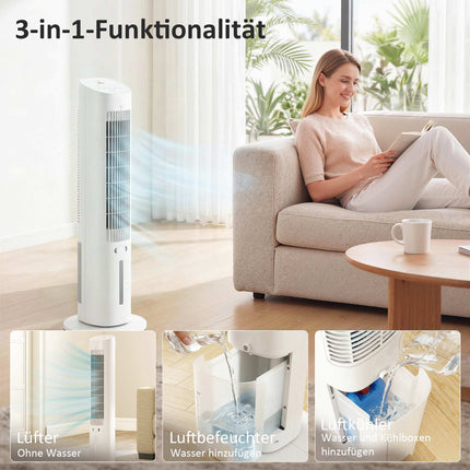 3-in-1 Portable Air Cooler, 3L Tank, 3 Speeds, White