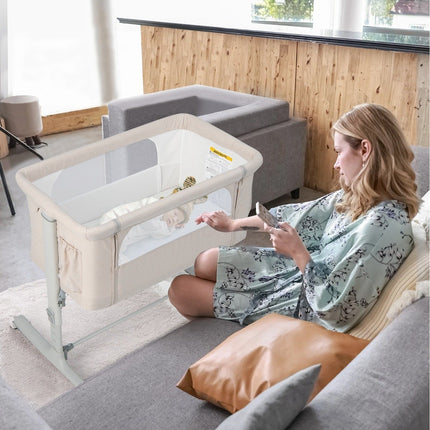 3-in-1 Portable Baby Crib with Adjustable Height & Mesh