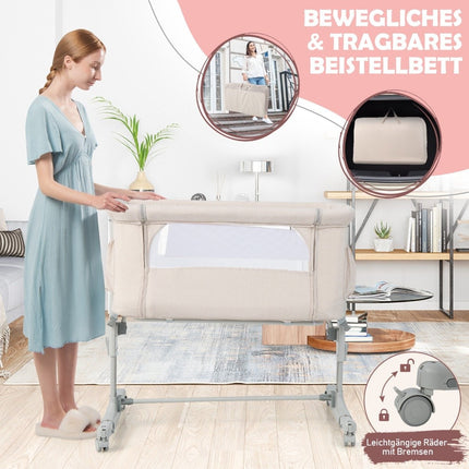 3-in-1 Portable Baby Crib with Adjustable Height & Mesh