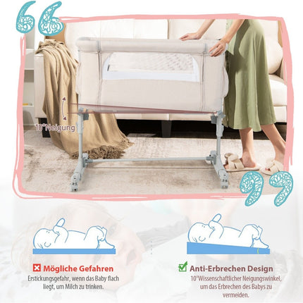 3-in-1 Portable Baby Crib with Adjustable Height & Mesh
