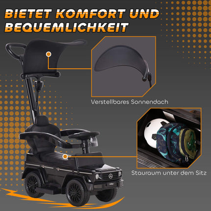 3-in-1 Ride-On Car with Handle, Black, Ages 18-36 Months
