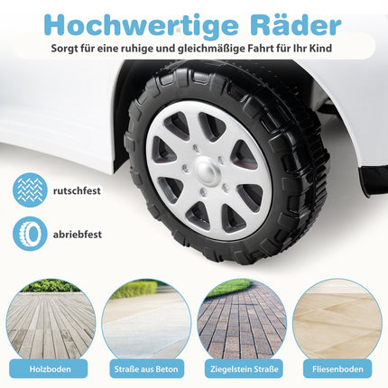 3-in-1 Ride-On Car with Push Handle, Storage, White
