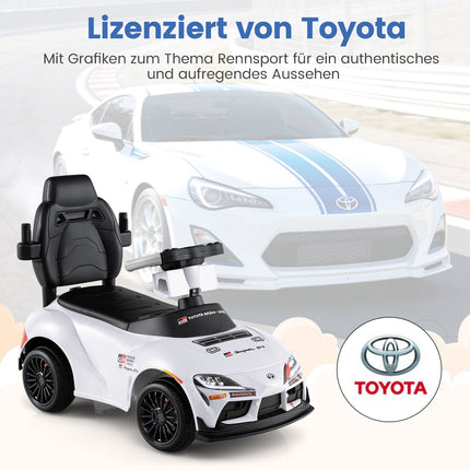3-in-1 Ride-On Toy Car with Storage and Push Handle, White