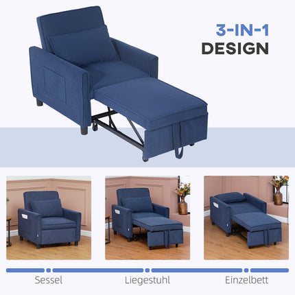 Blue corduroy 3-in-1 folding sleeper with wheels