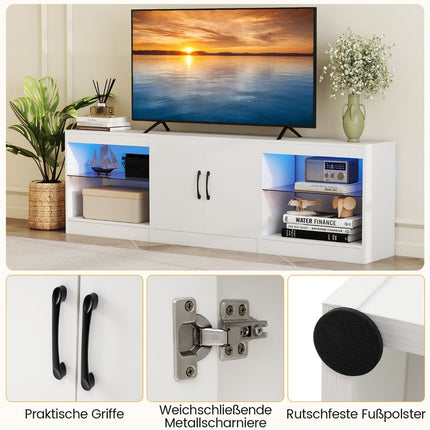 3-in-1 TV Stand with LED, Adjustable Shelves, 85" Max