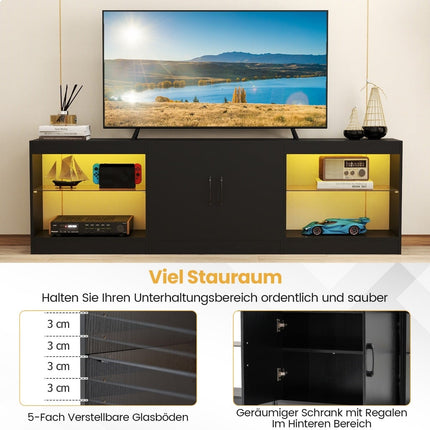 3-in-1 TV Stand with LED Lights for 85" TVs, Black
