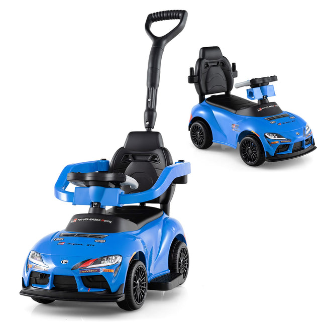 3-in-1 Toddler Ride-On Car with Push Handle, Blue