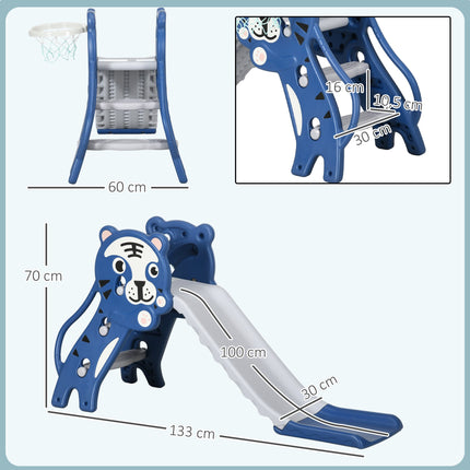 3-in-1 Toddler Slide with Climber & Hoop, Blue, 18-36 Months
