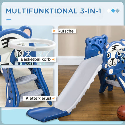 3-in-1 Toddler Slide with Climber & Hoop, Blue, 18-36 Months