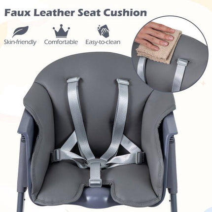 3-in-1 Washable Baby High Chair with Tray & Footrest, Gray