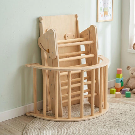 3-in-1 Wooden Climbing Frame with Slide and Arch