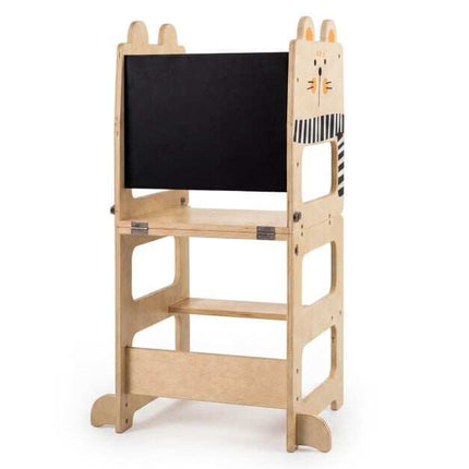 3-in-1 Wooden Kids Kitchen Step Stool with Blackboard